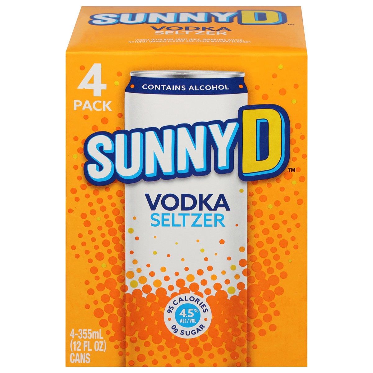 slide 1 of 6, Sunny D Vodka Seltzer 4 - 355 ml Cans, 4 ct; 12 oz