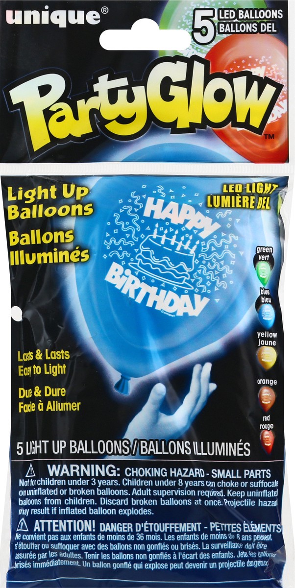 slide 4 of 6, Unique Light Up Led Light Balloons 5 ea, 5 ct
