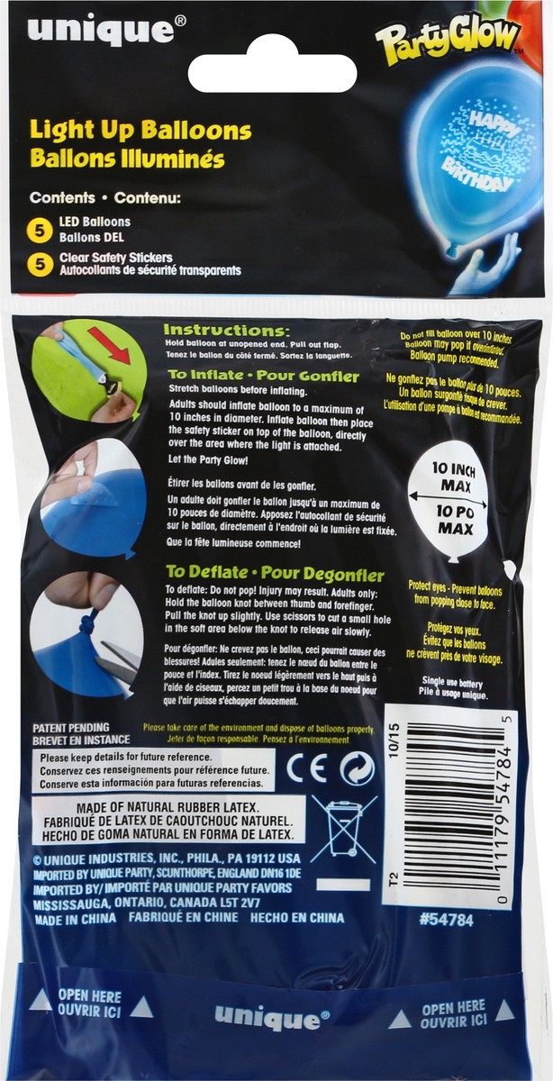 slide 3 of 6, Unique Light Up Led Light Balloons 5 ea, 5 ct