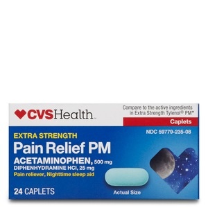 slide 1 of 1, CVS Health Extra Strength Pain Relief Pm Caplets, 24ct, 24 ct
