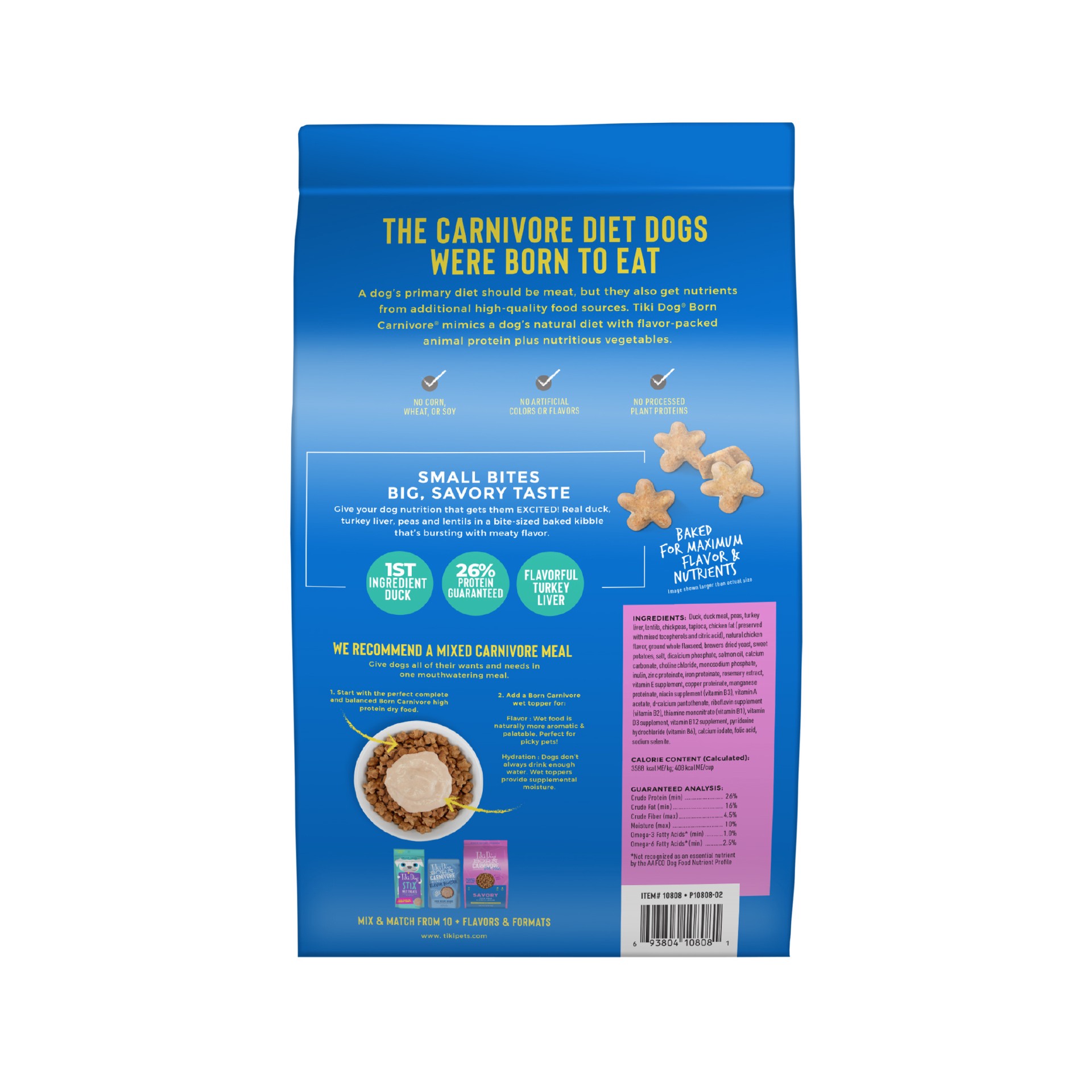slide 9 of 9, Tiki Dog Born Carnivore Small & Medium Breed All Life Stage Dry Dog Food - Savory Duck, 3.5 lb