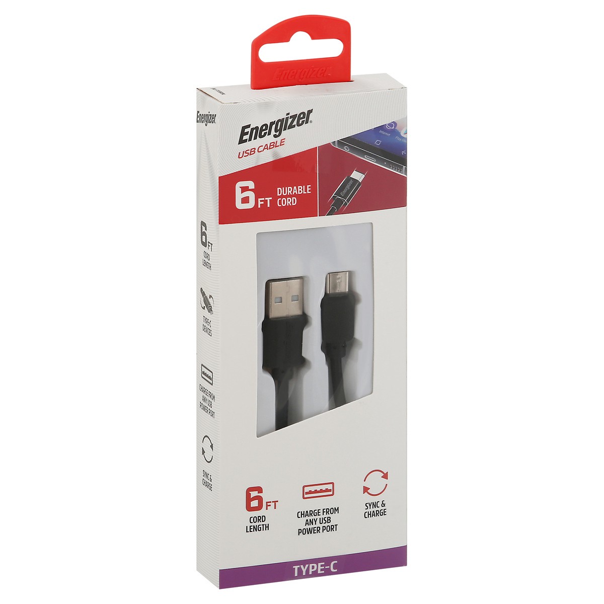 slide 2 of 9, Energizer 6 Feet Type-C USB Cable 1 ea, 1 ct
