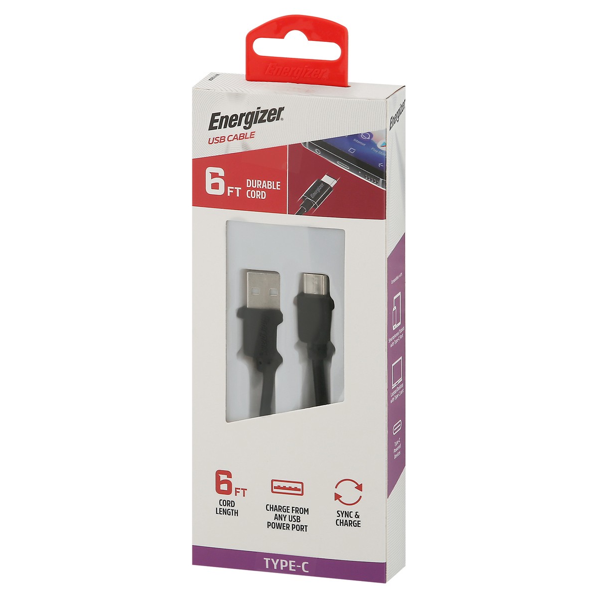 slide 6 of 9, Energizer 6 Feet Type-C USB Cable 1 ea, 1 ct