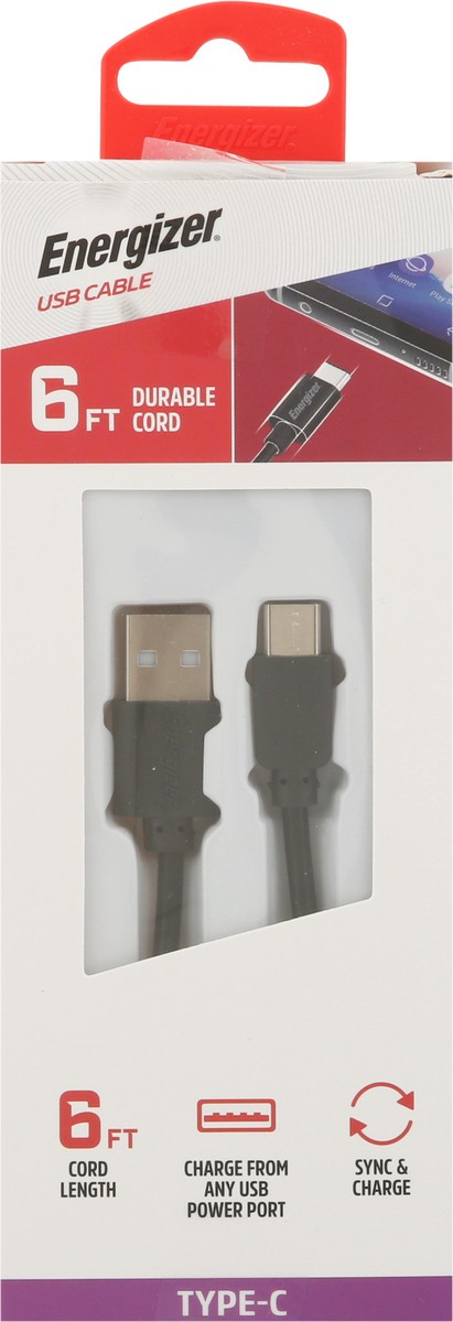 slide 3 of 9, Energizer 6 Feet Type-C USB Cable 1 ea, 1 ct