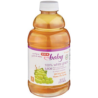 slide 1 of 1, H-E-B Baby 100% White Grape Juice, 32 oz