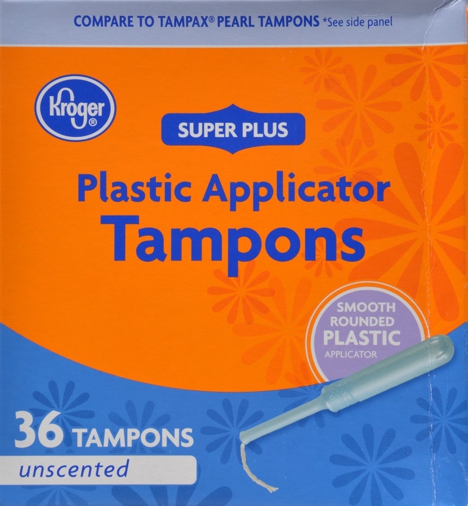 slide 1 of 1, Kroger Tampon Super Plus Plastic Unscented, 36 ct