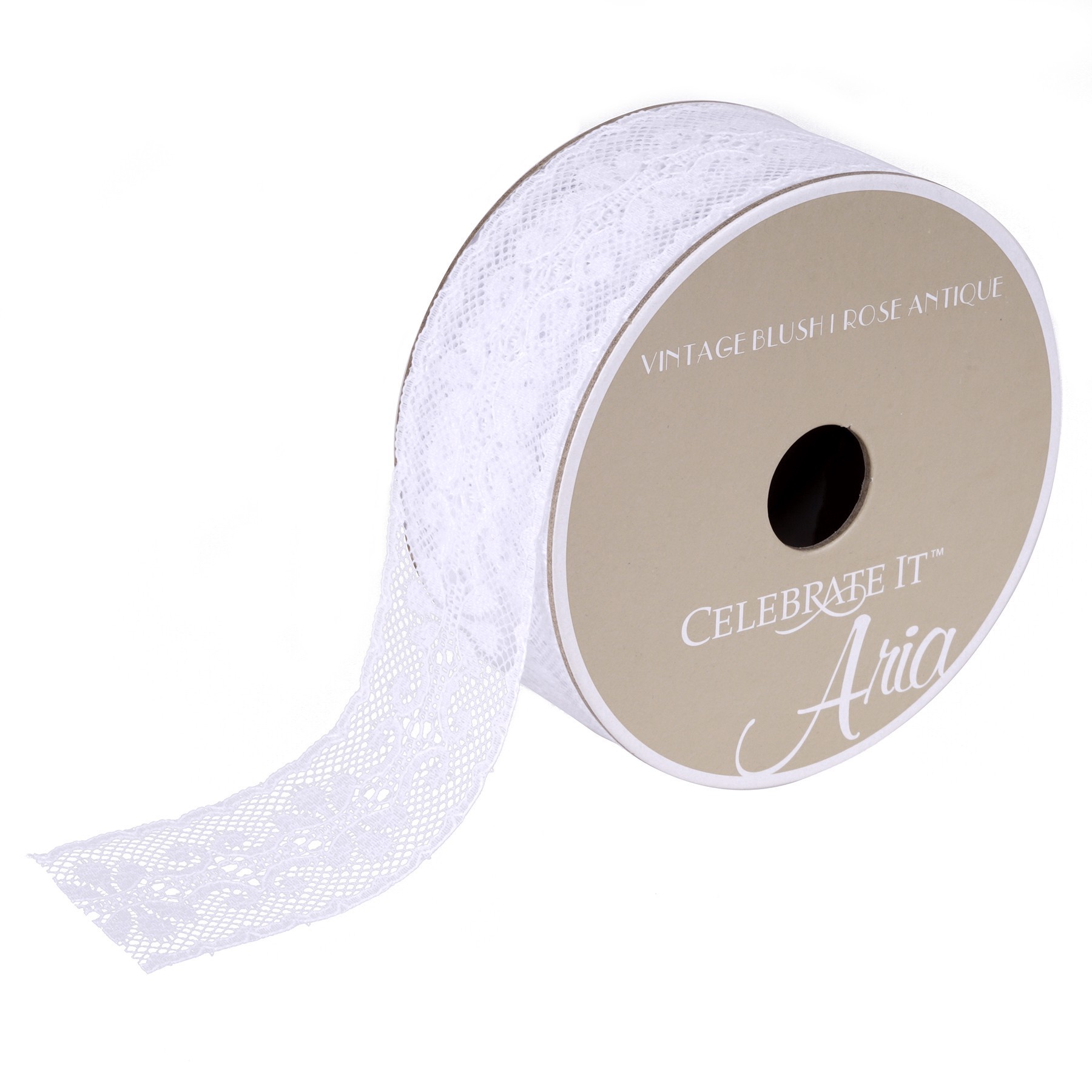 slide 2 of 2, 1.5" X 4yd. Lace Ribbon By Celebrate It Aria Vintage Blush, 1.5 in x 4 yd