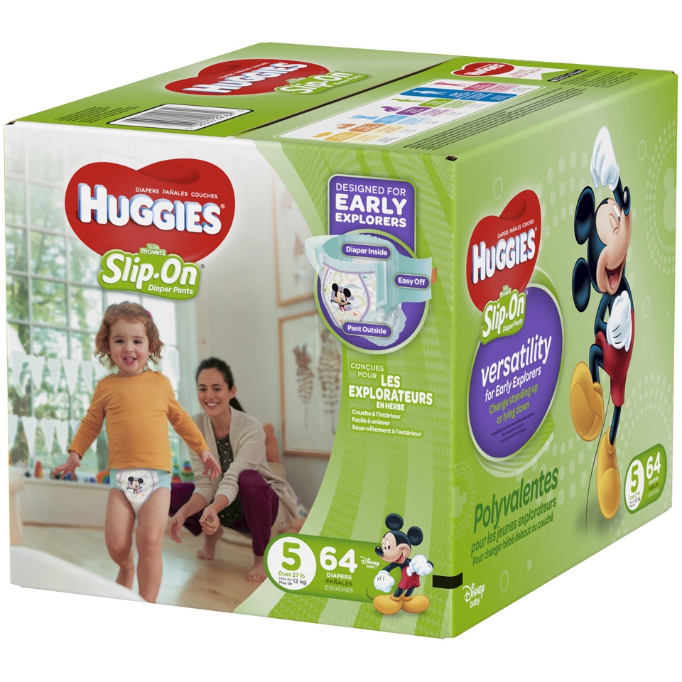 slide 3 of 3, Huggies Little Movers Slip on Pants Diapers - Size 5, 64 ct