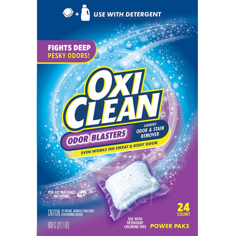 slide 1 of 1, Oxi-Clean Odor Blasters Odor and Stain Remover Laundry Power Paks, 24 Ct, 24 ct