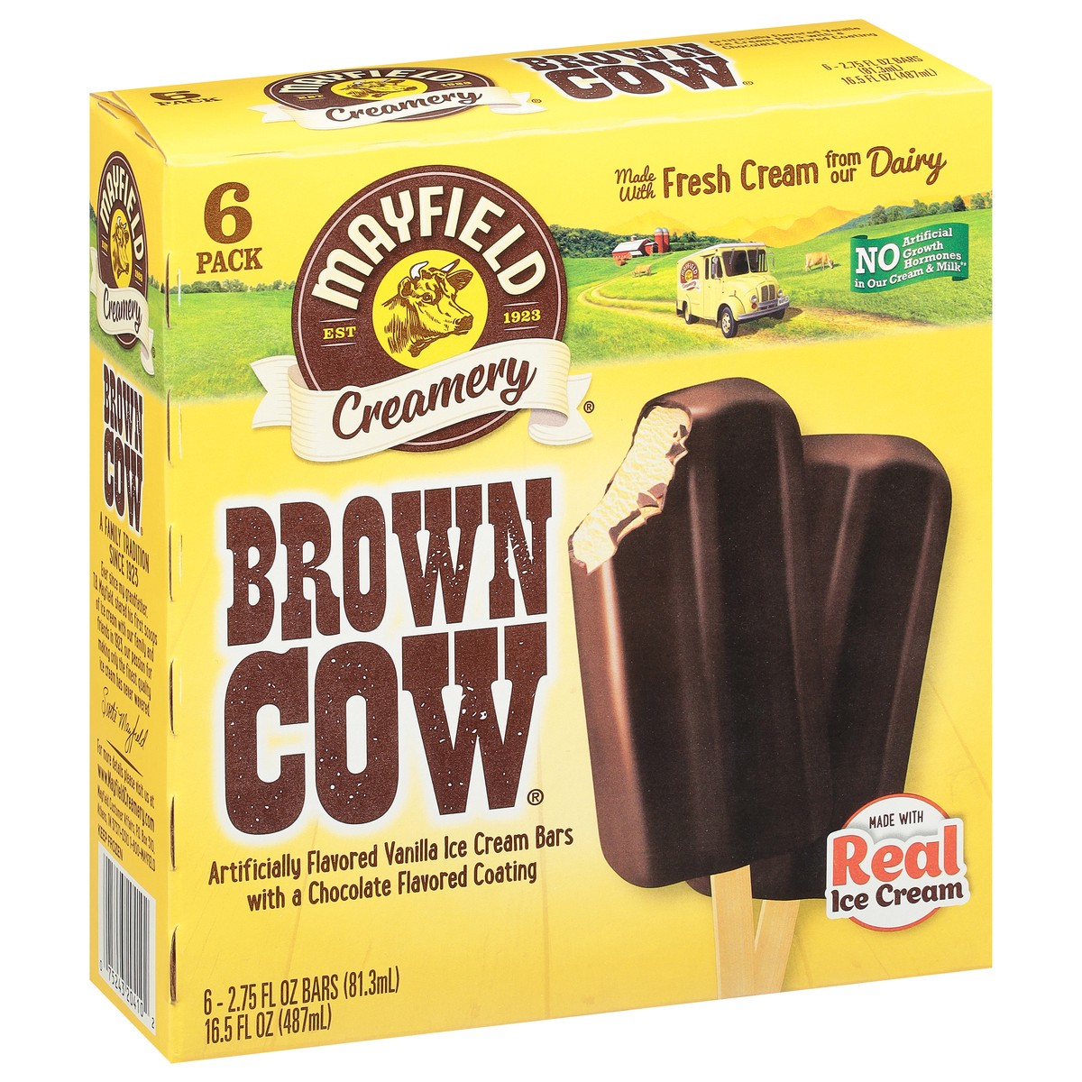 slide 2 of 9, Mayfield Creamery Mayfield Brown Cows, Vanilla Ice Cream Bars with a Chocolate Flavored Coating - 2.75 Fl Oz (Pack of 6), 6 ct