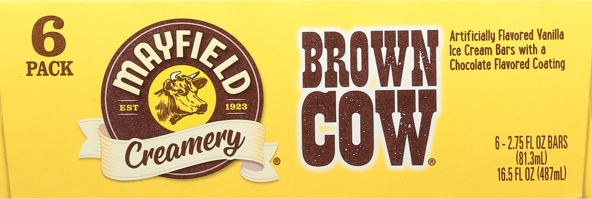 slide 4 of 9, Mayfield Creamery Mayfield Brown Cows, Vanilla Ice Cream Bars with a Chocolate Flavored Coating - 2.75 Fl Oz (Pack of 6), 6 ct