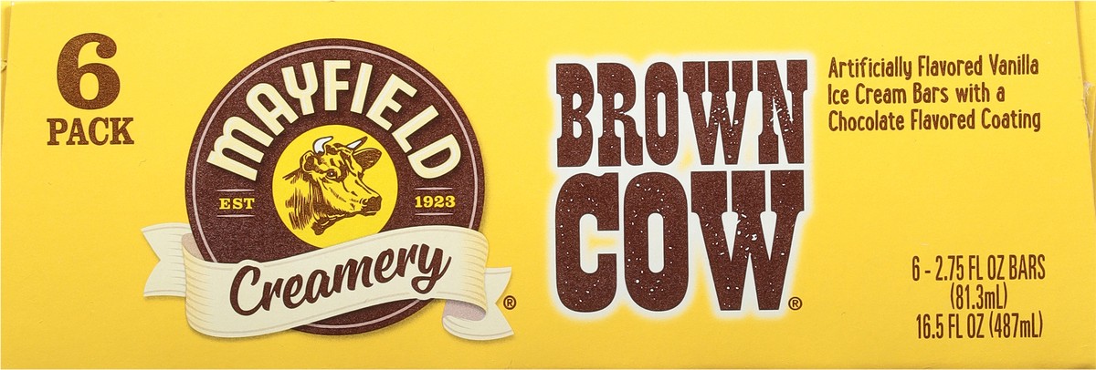 slide 9 of 9, Mayfield Creamery Mayfield Brown Cows, Vanilla Ice Cream Bars with a Chocolate Flavored Coating - 2.75 Fl Oz (Pack of 6), 6 ct