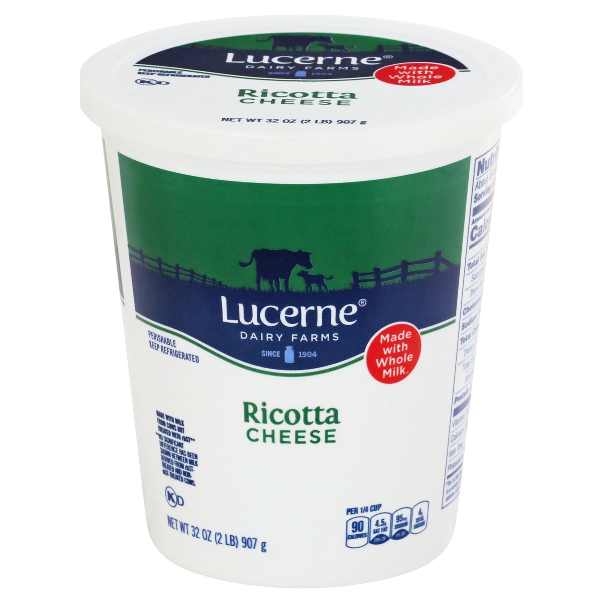 slide 1 of 9, Lucerne Dairy Farms Lucerne Cheese Ricotta Whole Milk - 32 Oz, 32 oz