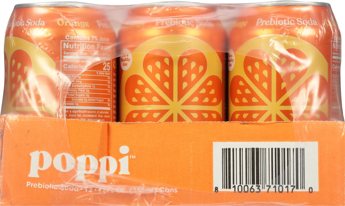 slide 3 of 9, Poppi Orange Prebiotic Soda 12 - 12 fl oz Cans, 12 ct