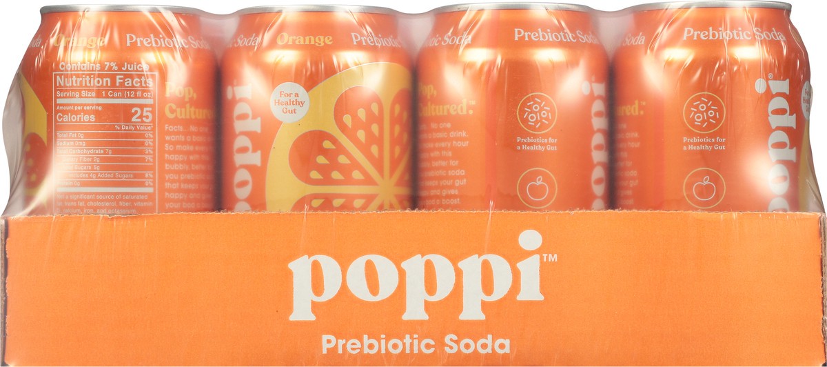 slide 9 of 9, Poppi Orange Prebiotic Soda 12 - 12 fl oz Cans, 12 ct