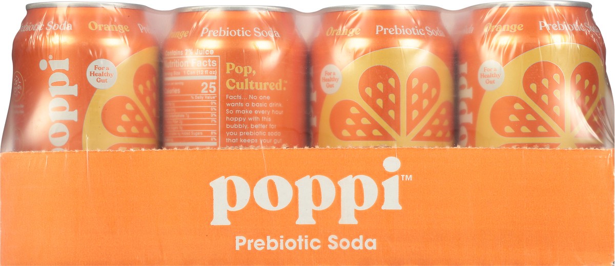 slide 7 of 9, Poppi Orange Prebiotic Soda 12 - 12 fl oz Cans, 12 ct