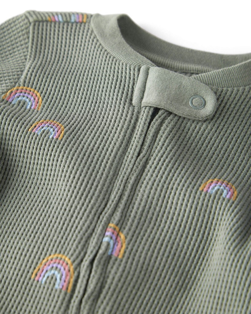 slide 3 of 3, Littleplanet Baby Waffle Knit Sleep & Play Pajamas in Magical Rainbow Print Made with Organic Cotton Magical Rainbow 6M, 1 ct