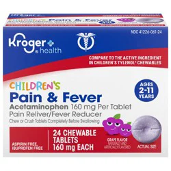 Kroger Child's Pain Relief Acetaminophen Chewable Tablets