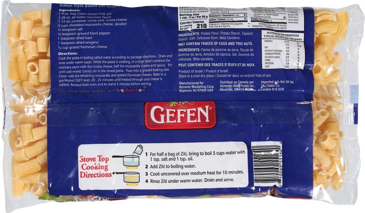 slide 3 of 9, Gefen Noodles - Ziti - 9 Oz, 9 oz