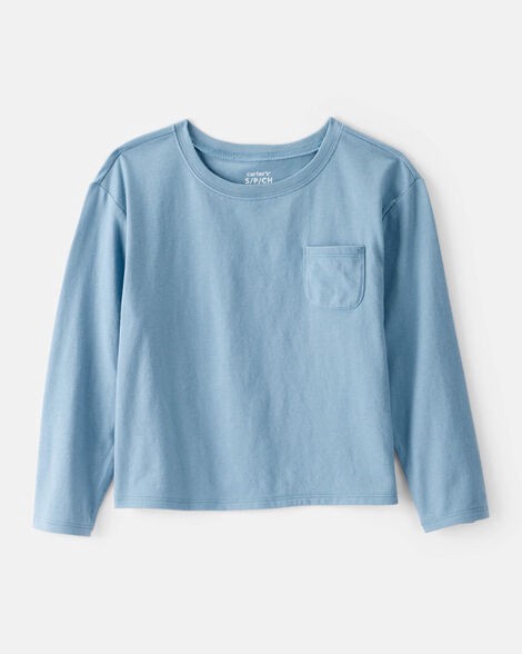 slide 1 of 2, Carter's Girls Long-Sleeve Top - Blue Blue S, 1 ct
