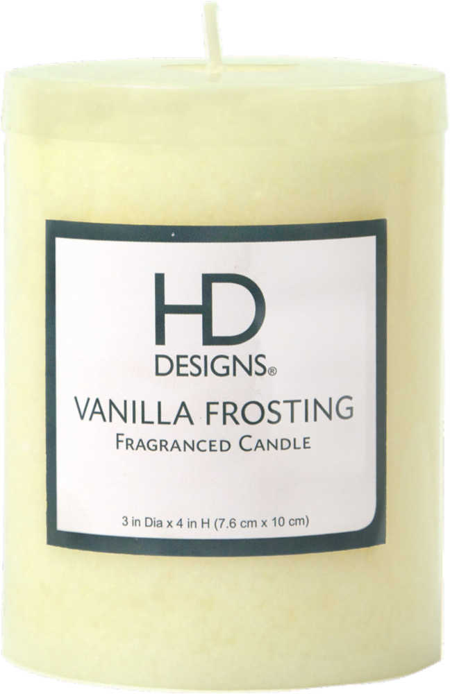 slide 1 of 1, HD Designs Vanilla Frosting Pillar Candle - Cream, 3 in x 4 in