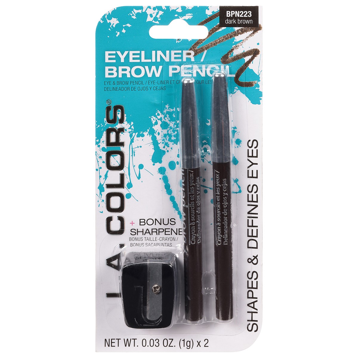 slide 1 of 9, L.A. Colors BPN223 Dark Brown Eyeliner/Brow Pencil 2 ea, 3 ct