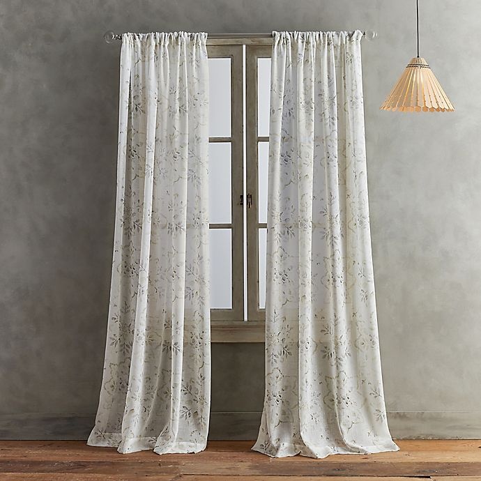 slide 1 of 5, Peri Home Dayna Print Rod Pocket Window Curtain Panel - Linen, 84 in