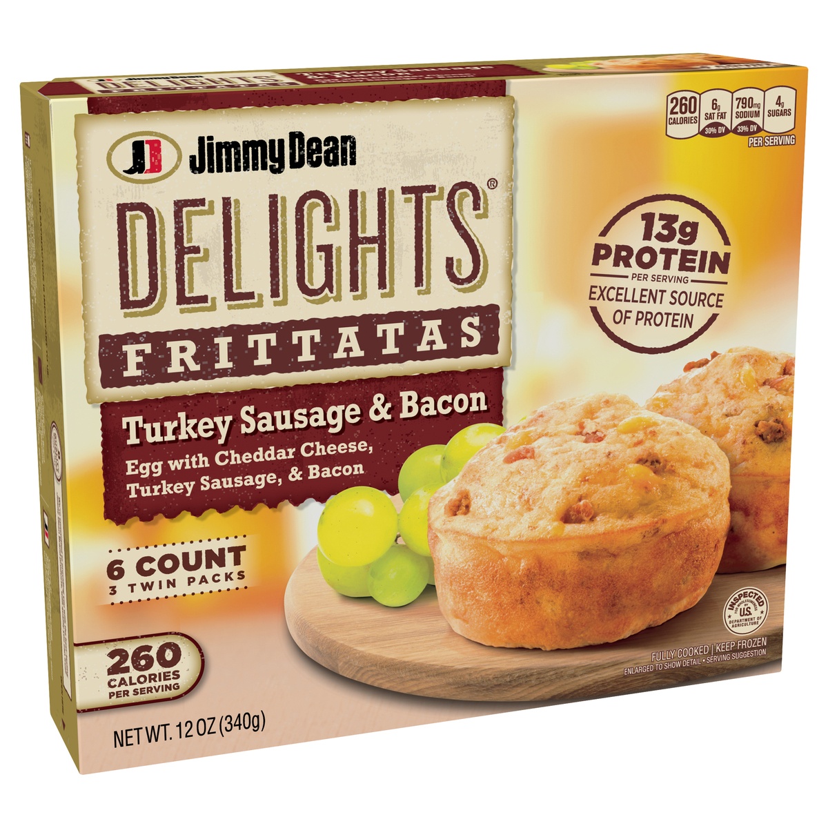 slide 2 of 10, Jimmy Dean Delights Turkey Sausage Bacon Frittatas, 6 ct; 12 oz