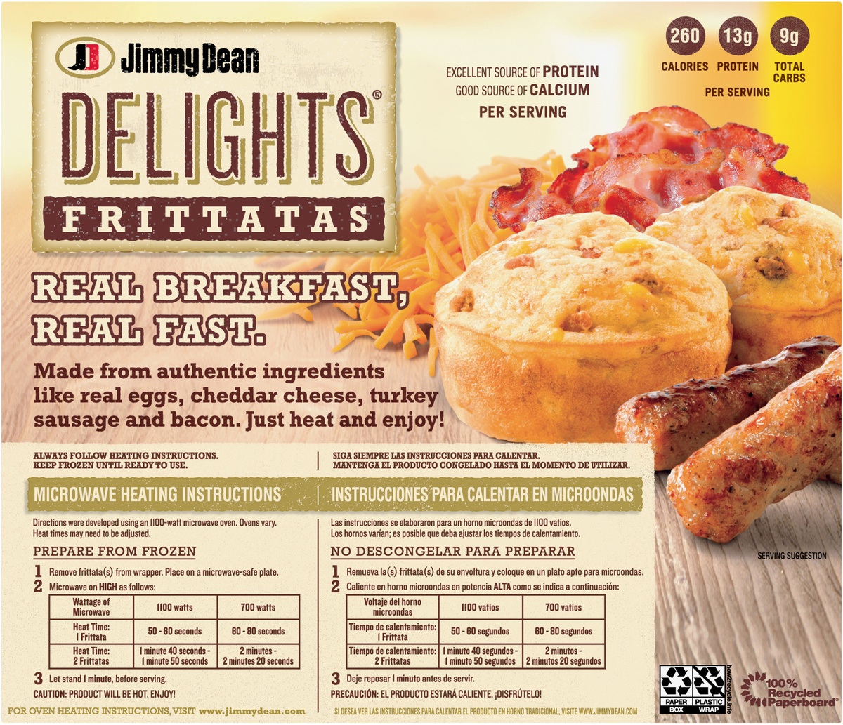 slide 9 of 10, Jimmy Dean Delights Turkey Sausage Bacon Frittatas, 6 ct; 12 oz