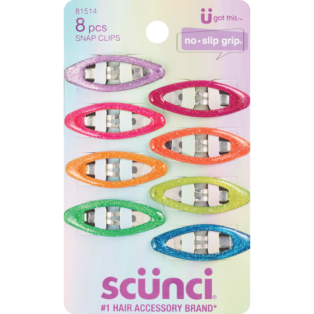 slide 1 of 1, scünci No Slip Grip - Barrettes - Assorted Colors, 8 ct