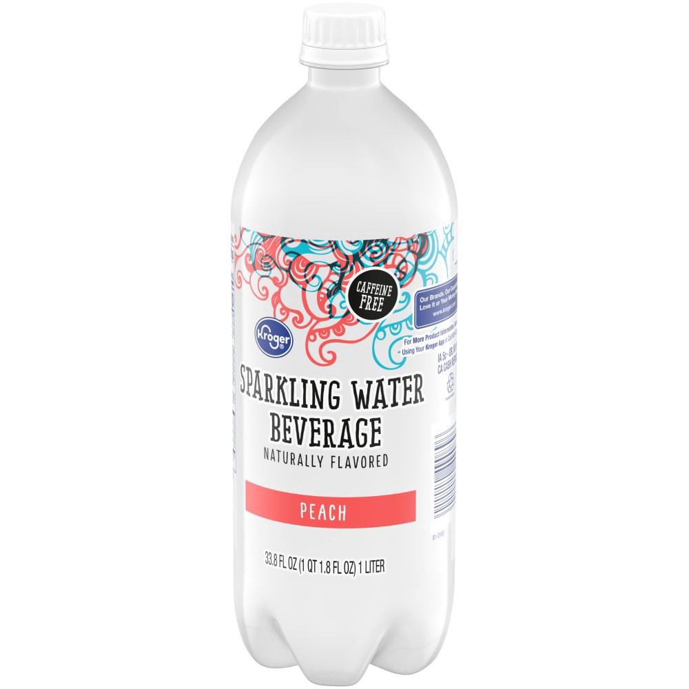 slide 2 of 4, Kroger Crystal Clear Peach Sparkling Water - 1 liter, 1 liter