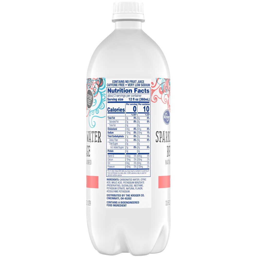 slide 4 of 4, Kroger Crystal Clear Peach Sparkling Water - 1 liter, 1 liter
