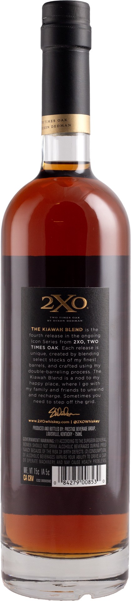 slide 2 of 2, 2Xo Bourbon Whiskey Kiawah Blend, 750 ml