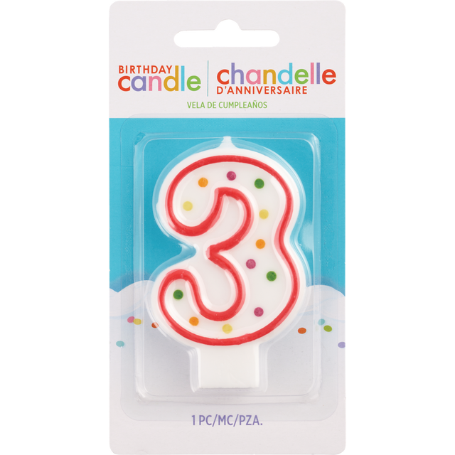 slide 1 of 1, AMSCAN Cndl Birthday Polka Dots #3, 1 ct