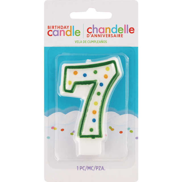 slide 1 of 1, AMSCAN Cndl Birthday Polka Dots #7, 1 ct