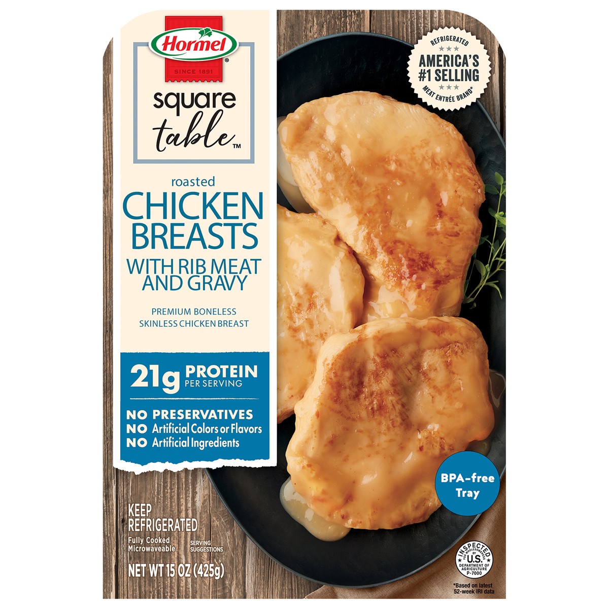 slide 1 of 3, Hormel Square Table Roasted Chicken Breasts With Rib Meat and Gravy 15 oz, 15 oz