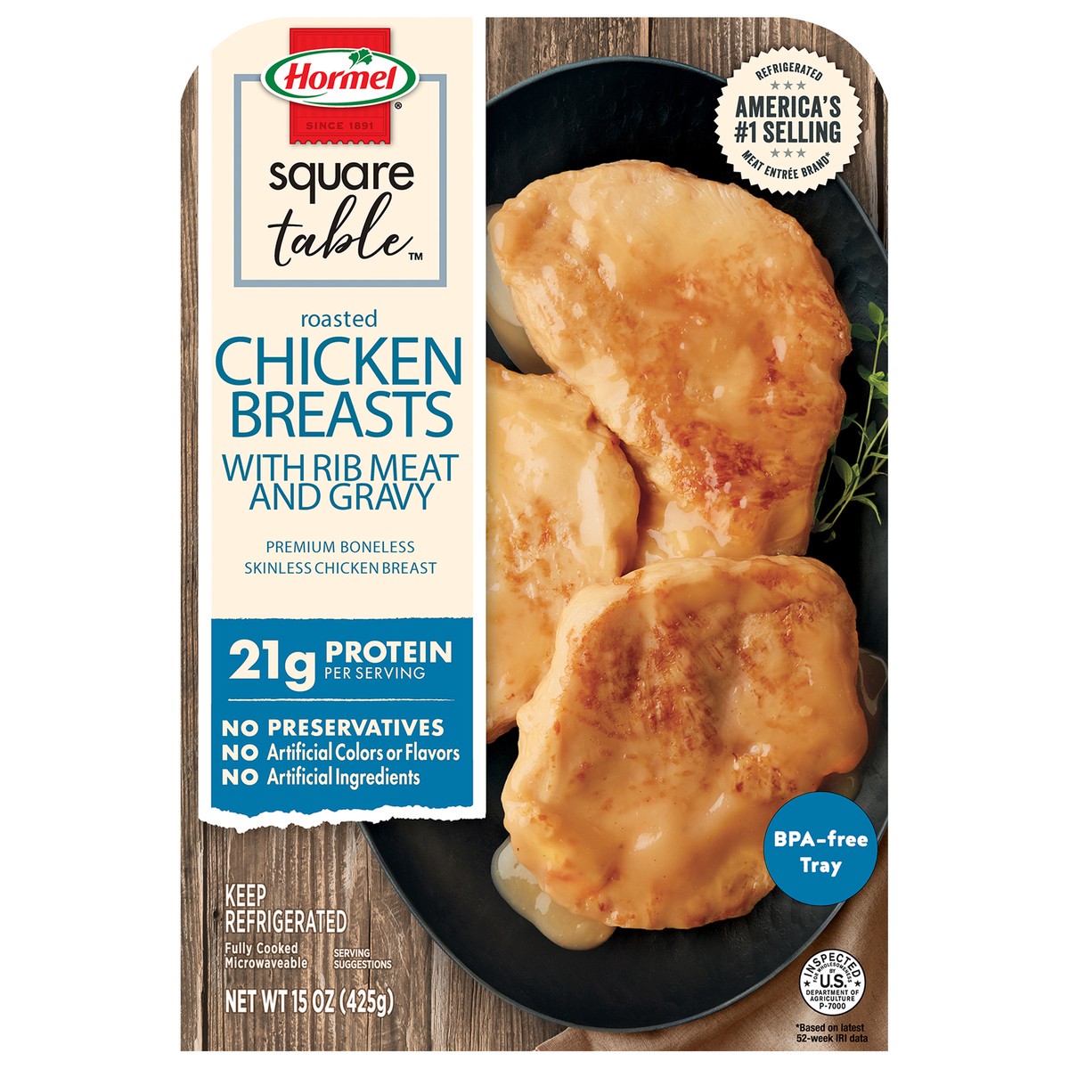 slide 1 of 3, HORMEL SQUARE TABLE Roasted Chicken Breasts & Gravy, 15 oz