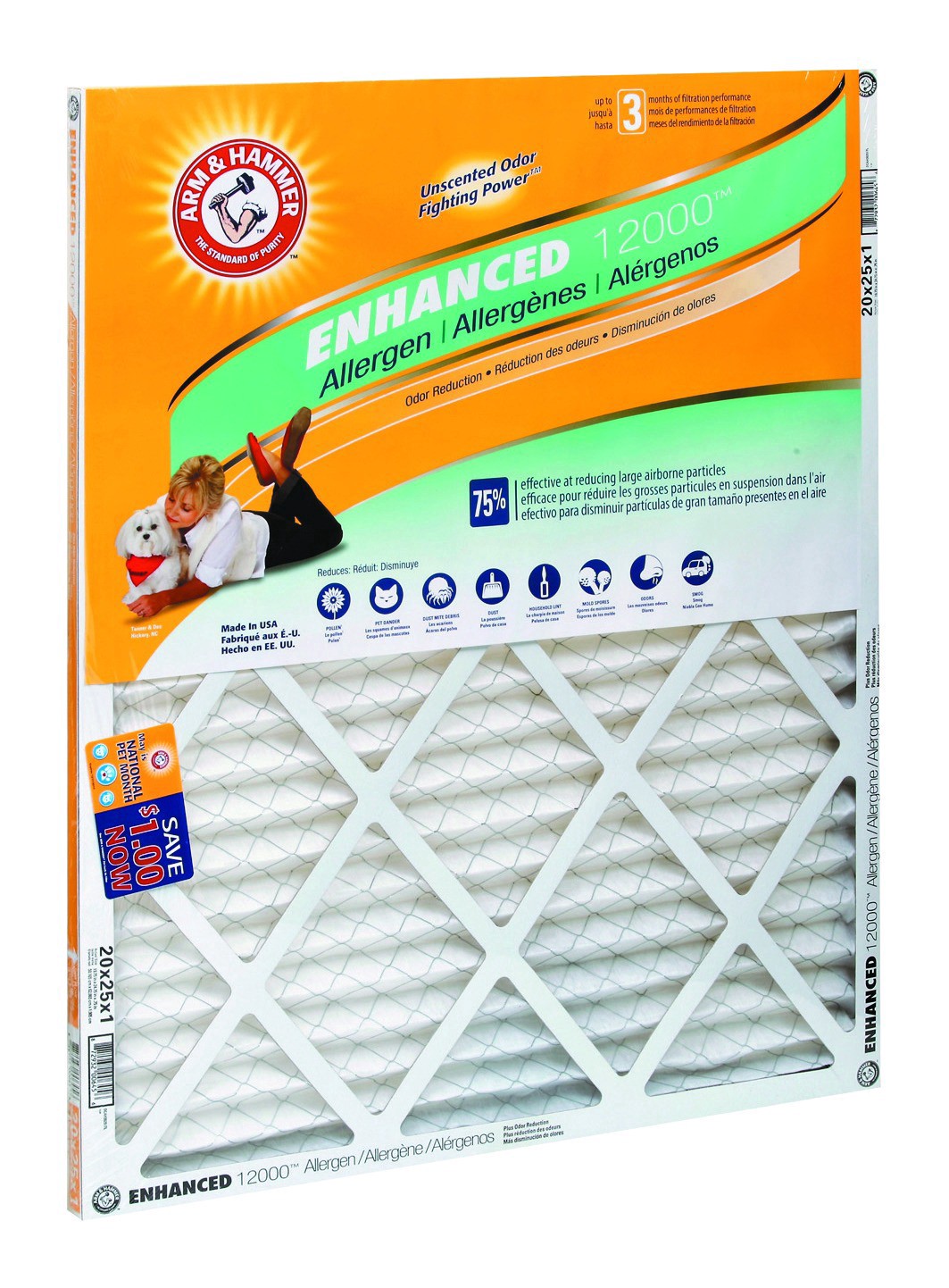 slide 1 of 1, ARM & HAMMER Air Filter, 1 ct