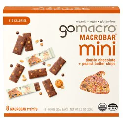 GoMacro Double Chocolate Peanut Butter Chips MacroBar Mini - 8 ct