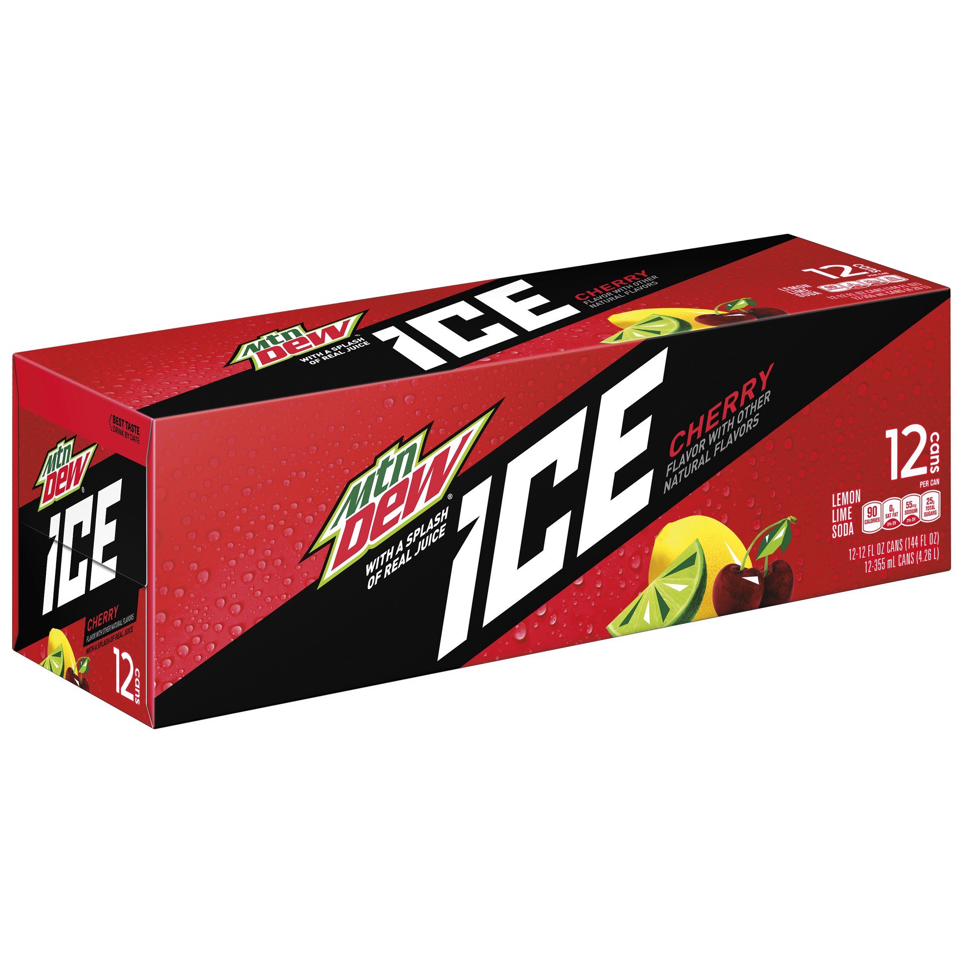 slide 1 of 5, Mountain Dew Ice Soda Lemon Lime with Cherry 12 Fl Oz 12 Count Can, 12 ct; 12 fl oz