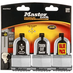 Master Lock 2in (51mm) Wide Magnum Laminated Steel Padlock with 1-1/2in (38mm) Shackle;