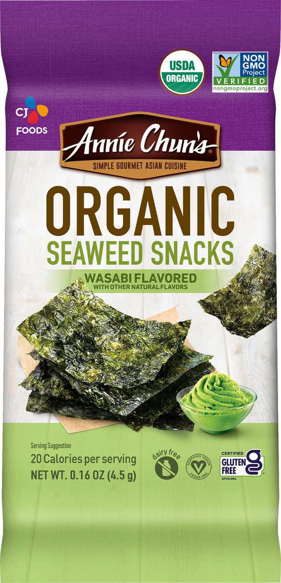 slide 3 of 3, Annie Chun's Organic Wasabi Flavored Seaweed Snacks 0.16 oz, 0.16 oz