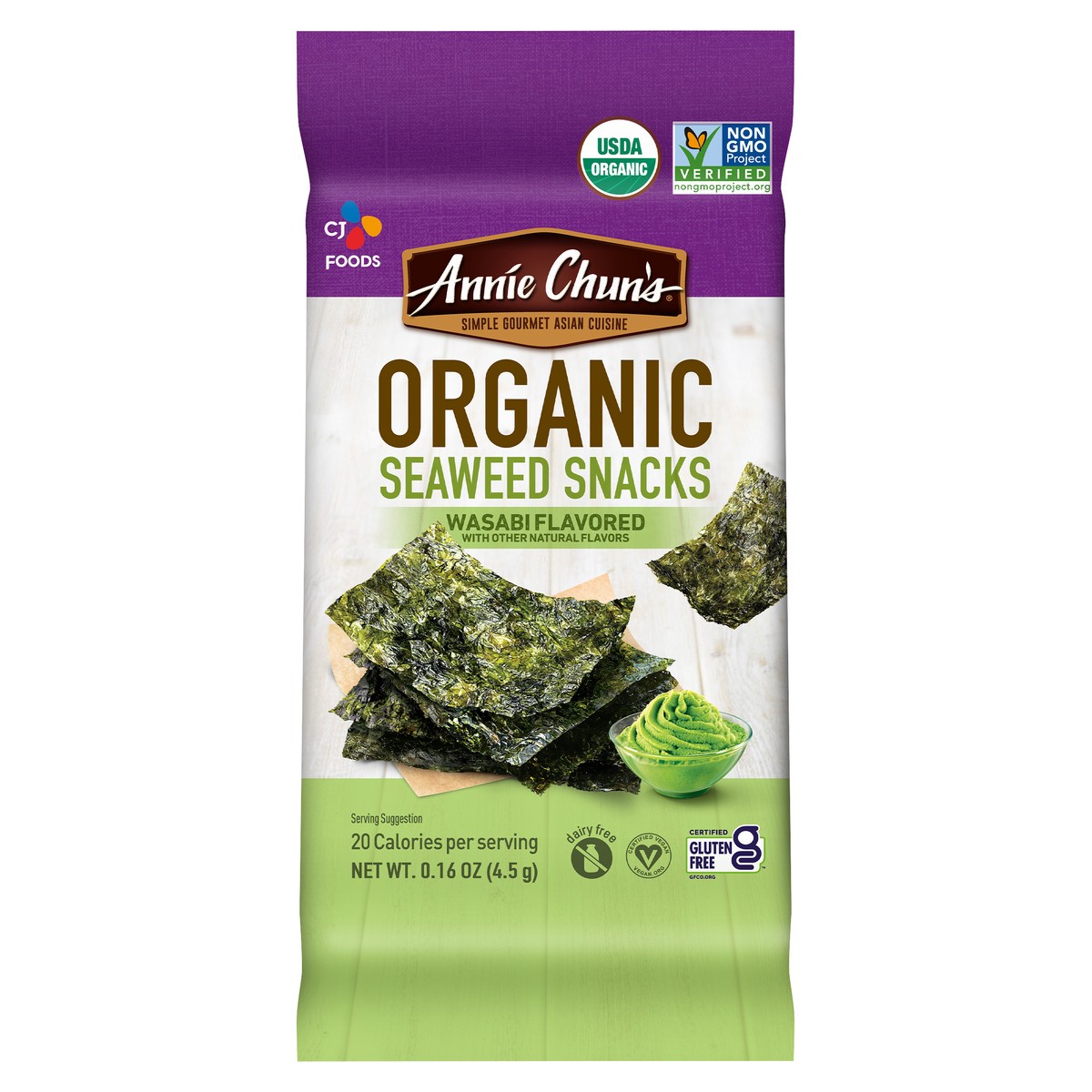 slide 1 of 3, Annie Chun's Organic Wasabi Flavored Seaweed Snacks 0.16 oz, 0.16 oz