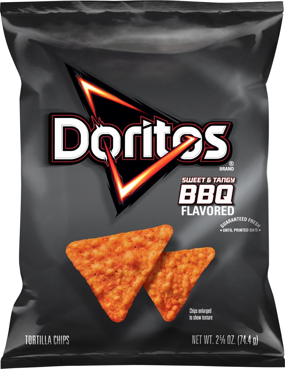 slide 7 of 9, Doritos Tortilla Chips Sweet & Tangy BBQ Flavored 2 5/8 Oz, 2.625 oz
