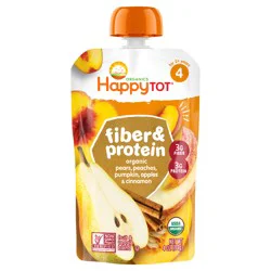 Happy Tot Happt Tot Organics Stage 4 Baby Food Pouches, Gluten Free, Vegan Snack, Fiber & Protein Fruit & Veggie Puree, Apples, Peaches, Pumpkin & Cinnamon, 4 Ounce