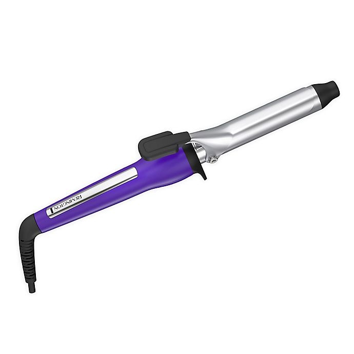 slide 1 of 9, Remington Ceramic Clipped Curling Iron - Purple, 1 in