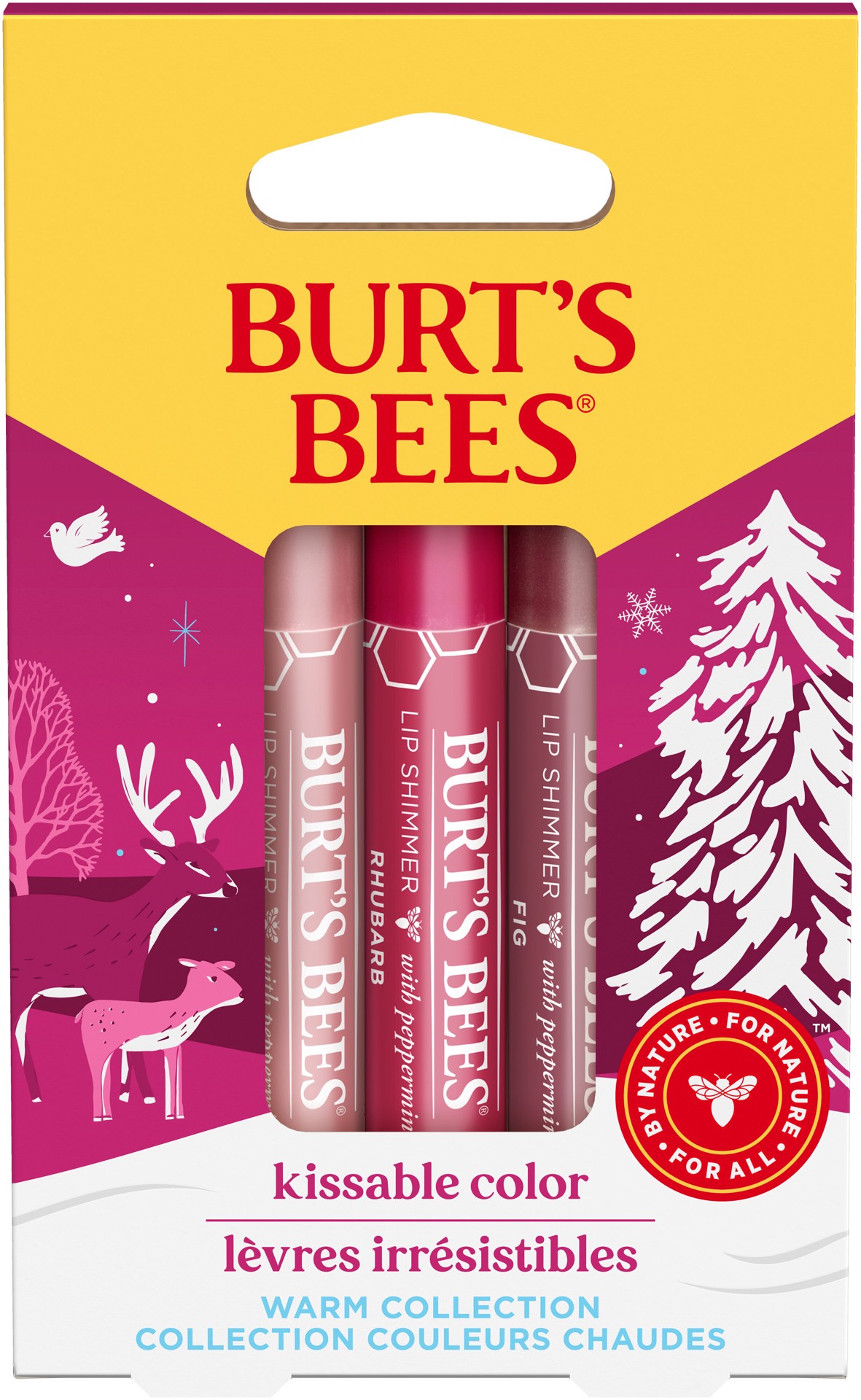 slide 1 of 5, Burt's Bees Kissable Color Warm Collection Lip Shimmer Gift Set, Natural Origin Lip Care, 3 Tubes, 0.09 oz., 1 ct