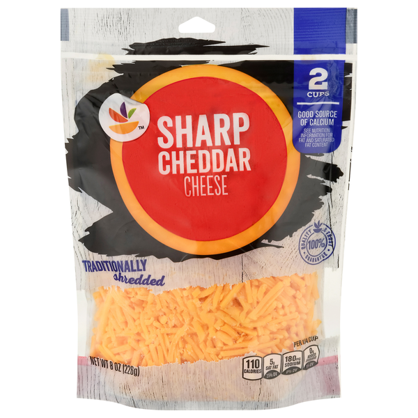 slide 1 of 1, GIANT Cheddar Cheese Sharp Traditionally Shredded Natural, 8 oz