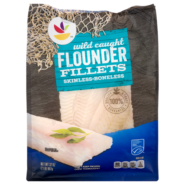 slide 1 of 1, GIANT Flounder Fillets Boneless Skinless Frozen, 32 oz