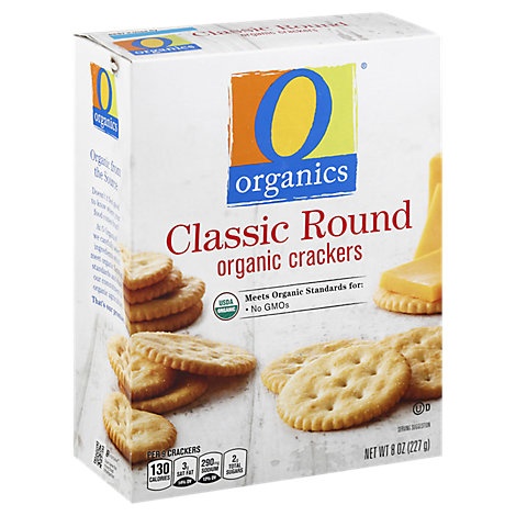 slide 1 of 1, O Organics Organic Crackers Classic Round, 8 oz